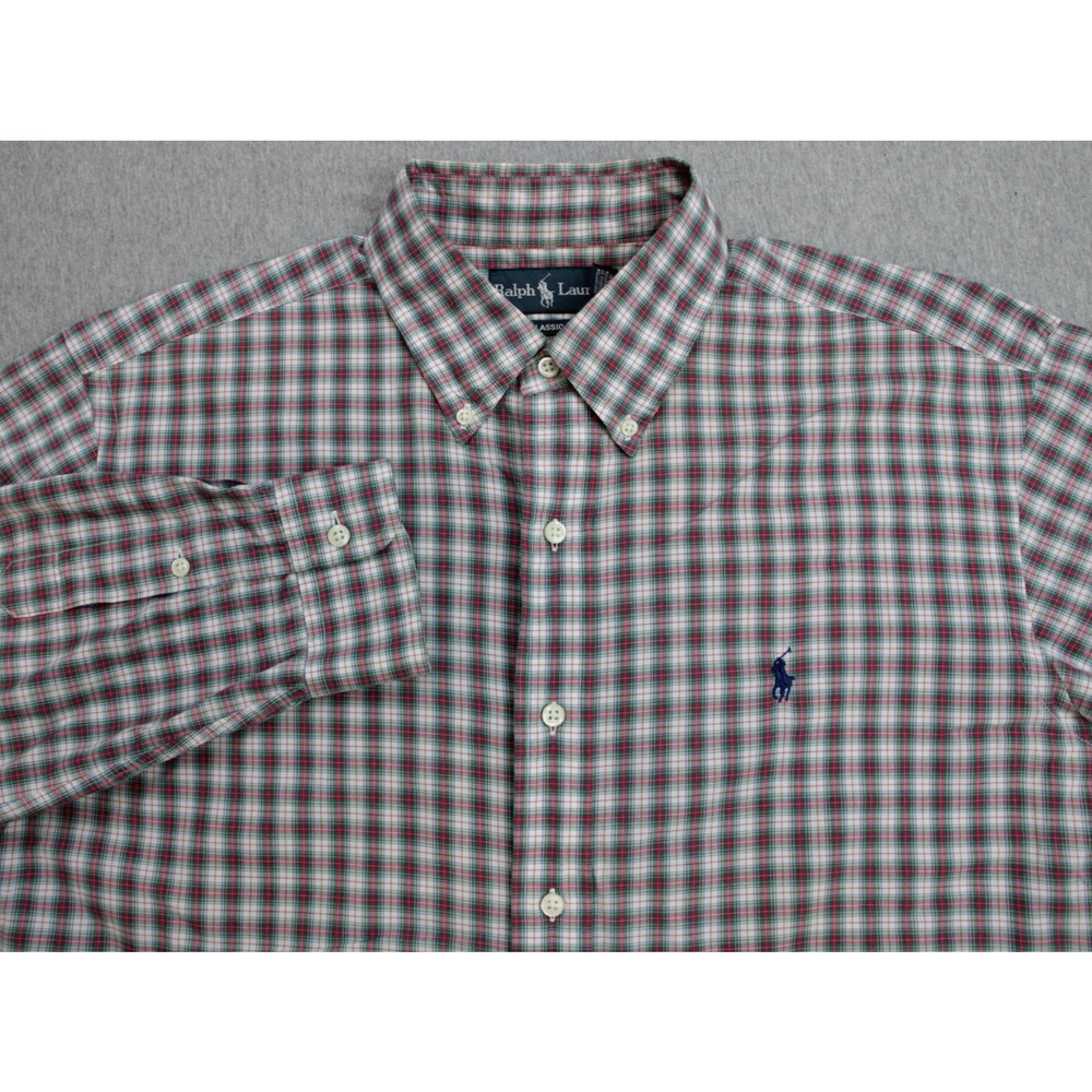 Ralph Lauren Shirt Mens Size L Plaid Long‎ Sleeve Cotton Classic Fit Button-Down
